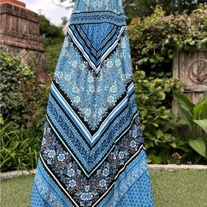 London Times Blue and Black Patterned Maxi Skirt